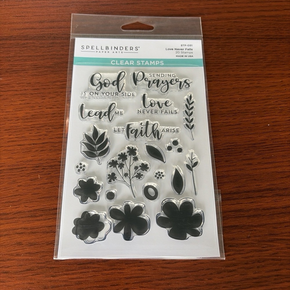 Spellbinders "Love Never Fails" Clear Stamps. STP-051 Brand New